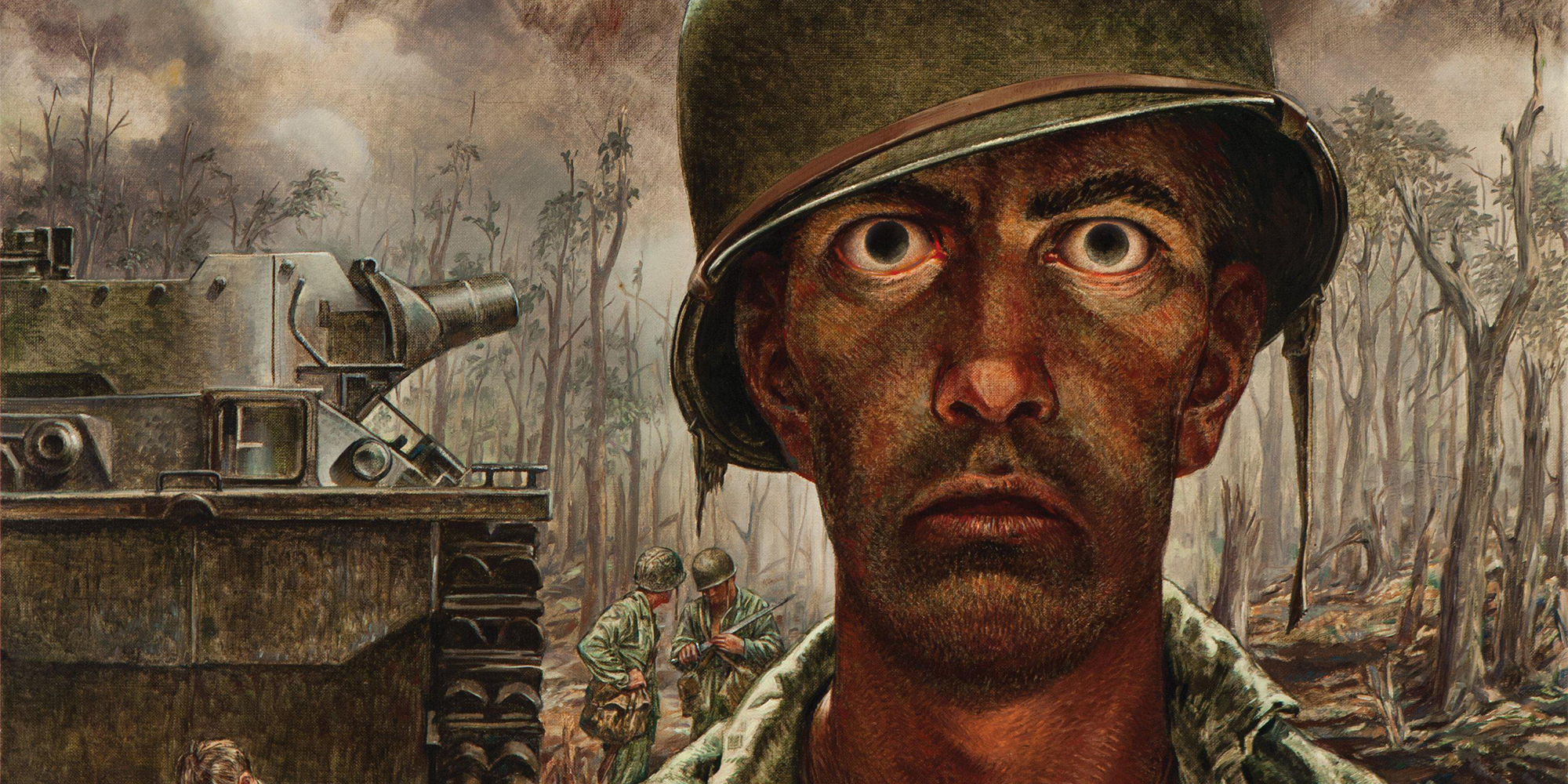 soldier in helmet staring