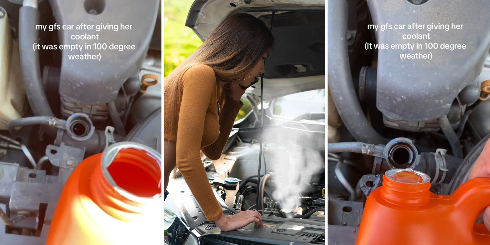 Boyfriend says he has to change his girlfriend’s coolant, can’t believe how lot it is