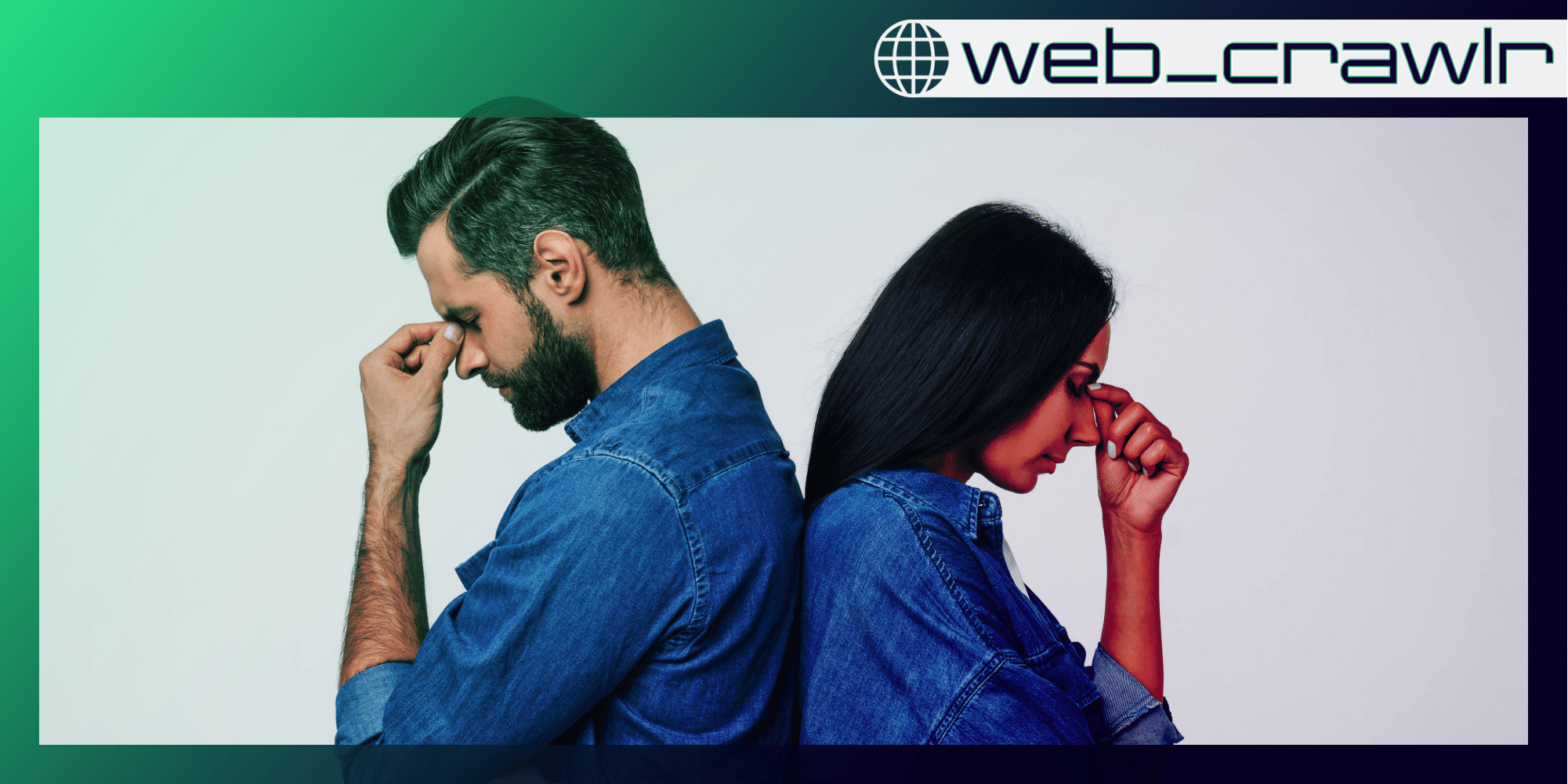 Two people back to back with fingers at the top of their noses. The Daily Dot newsletter web_crawlr logo is in the top right corner.