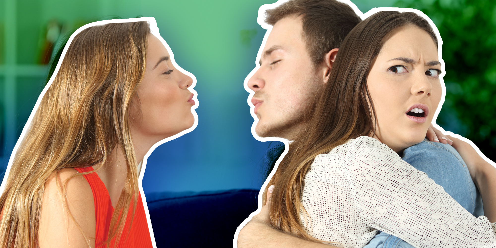 Couple hugging while guy is kissing another woman