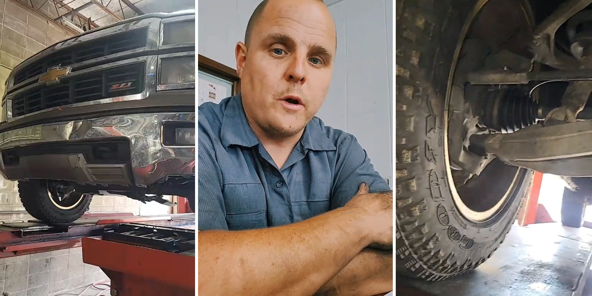 Chevrolet driver tries to fix his truck himself. It backfires