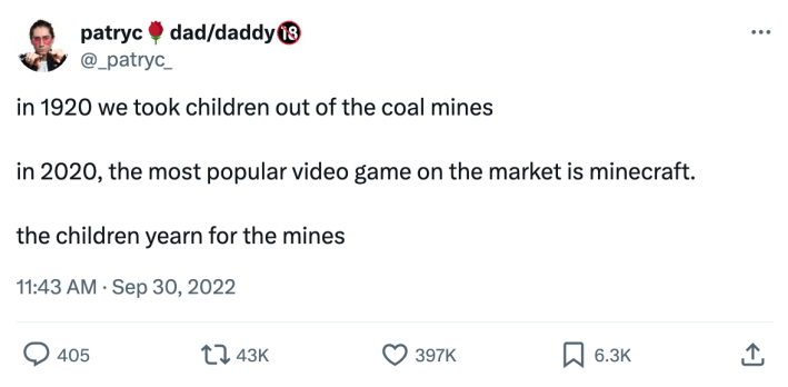 The children yearn for the mines post on Twitter by @_patryc_-minecraft