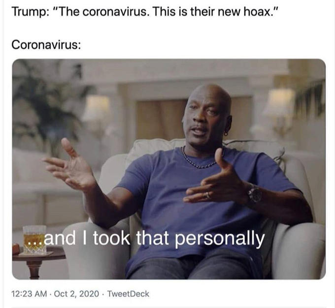 And I took that personally Michael Jordan meme about trump and coronavirus