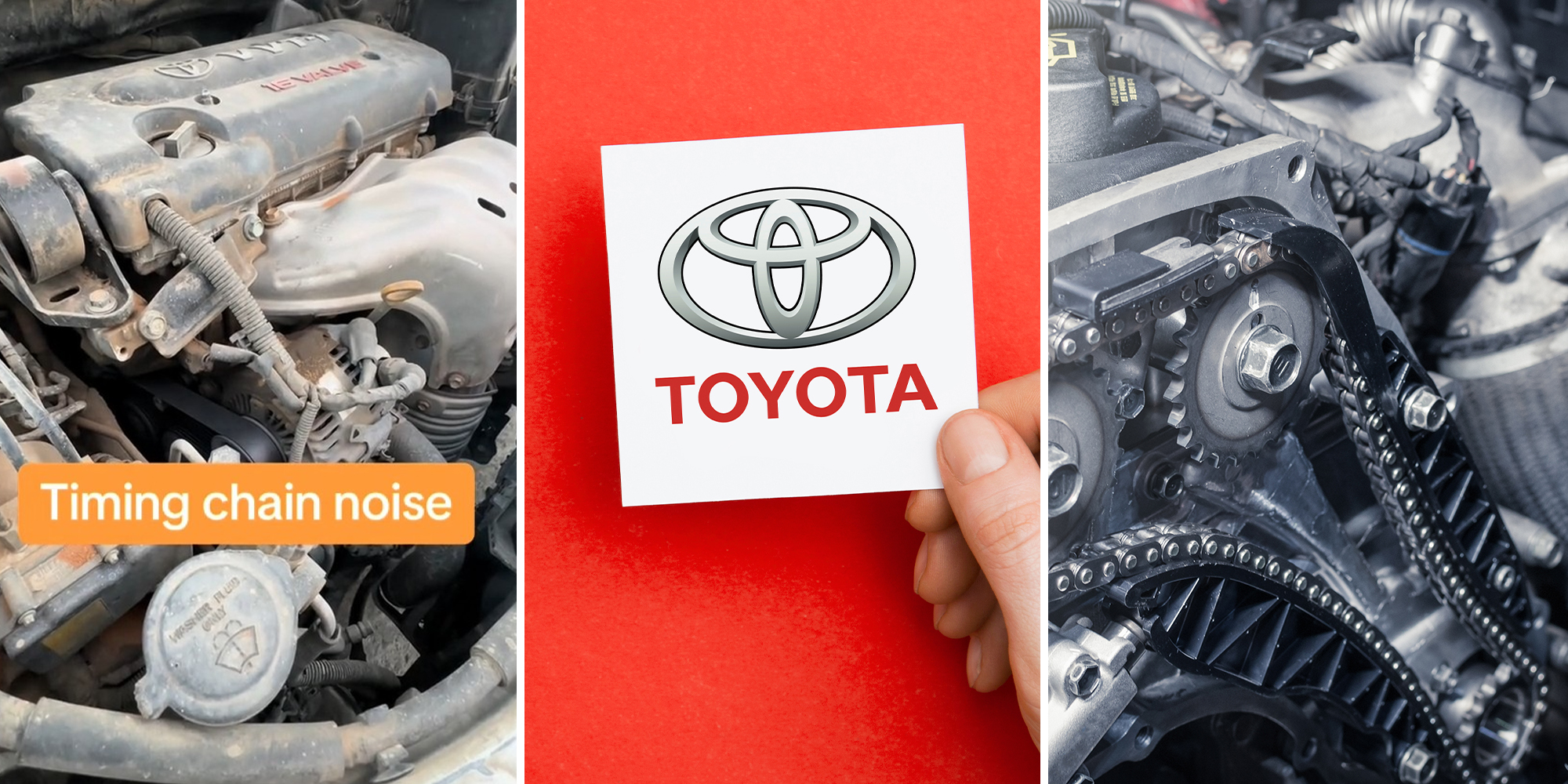 Mechanic shows what a Toyota with a timing chain problem sounds like