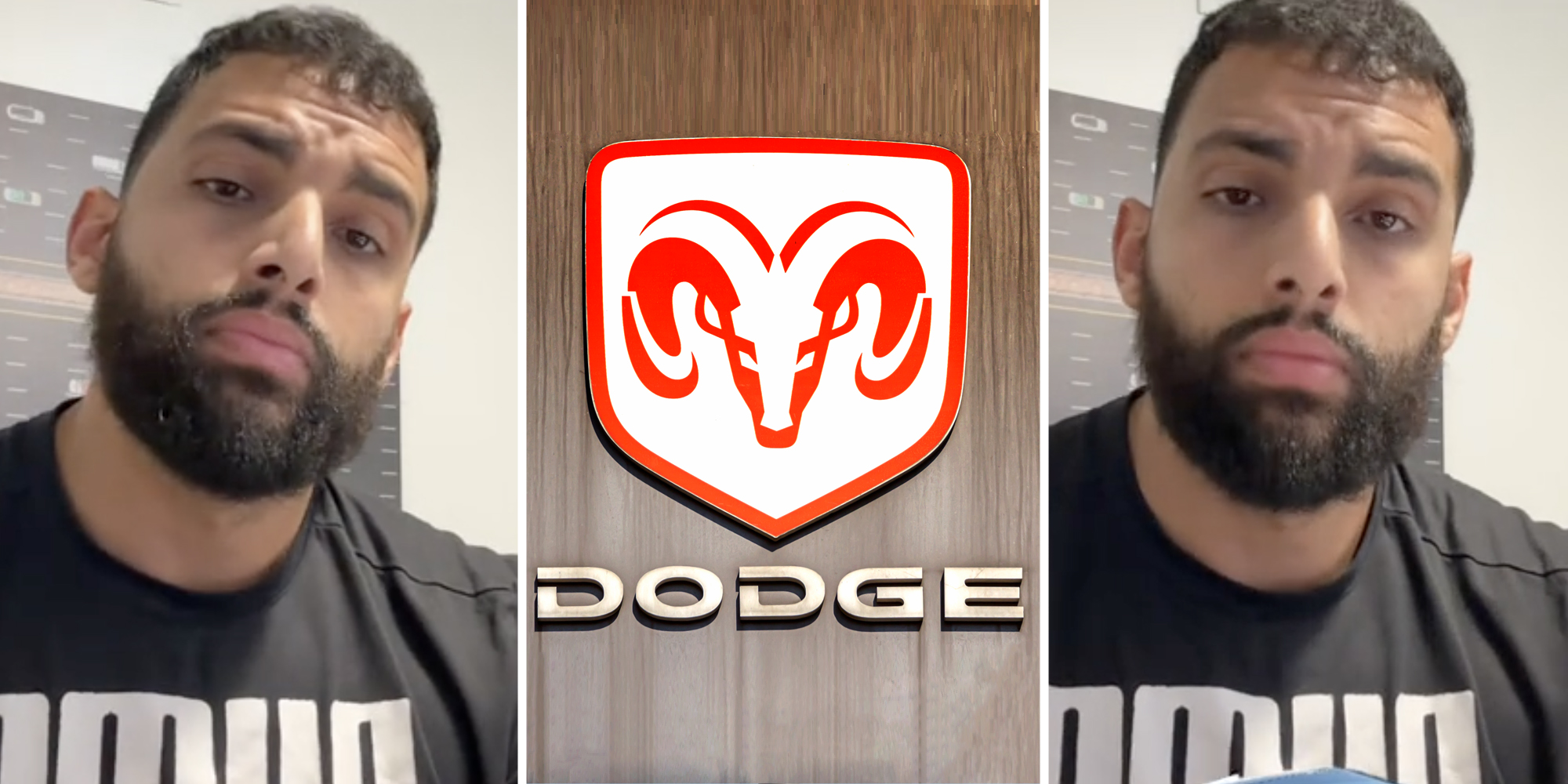 Man talking(l+r), Dodge ram sign(C)