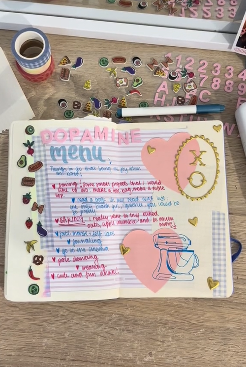 dopamine menu tiktok trend with journal