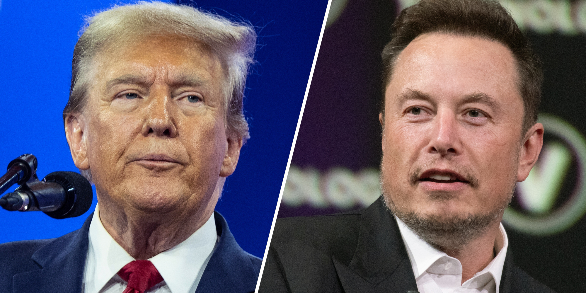 Donald Trump(l), Elon Musk(r)