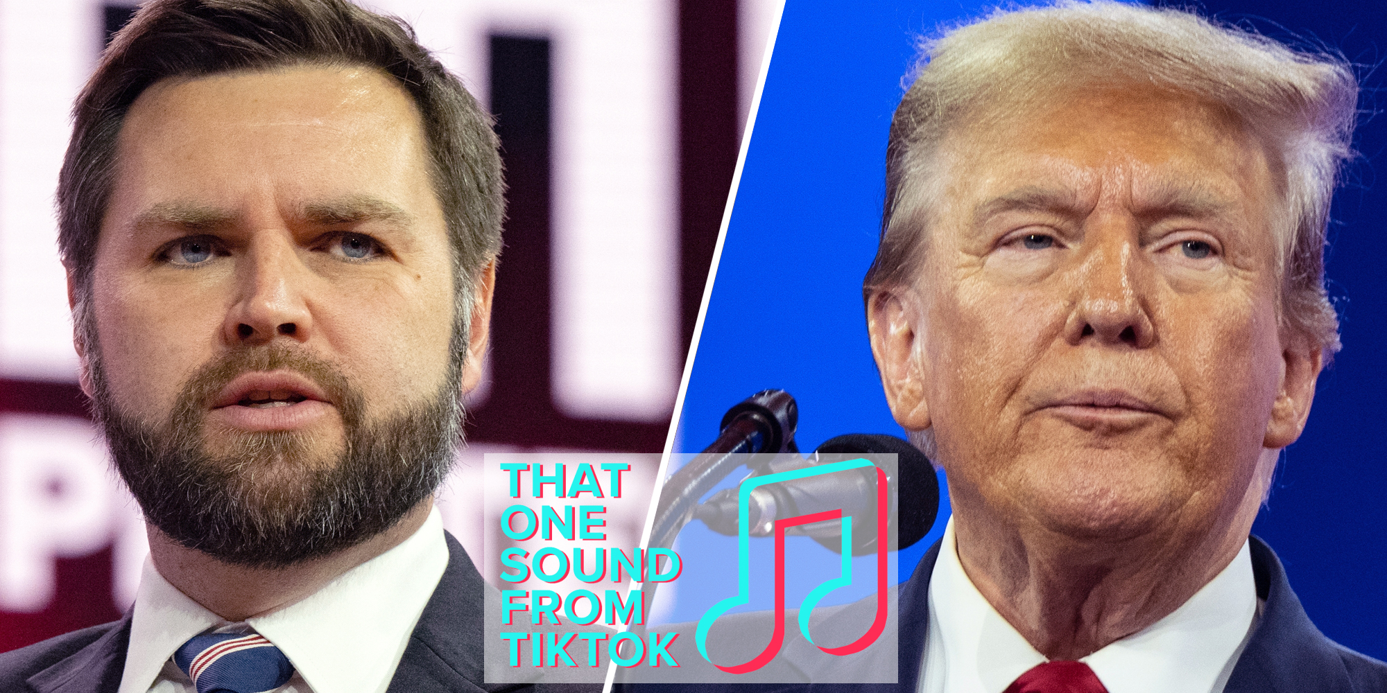 JD Vance(l), Donald Trump(r), that one sound from tiktok logo over them