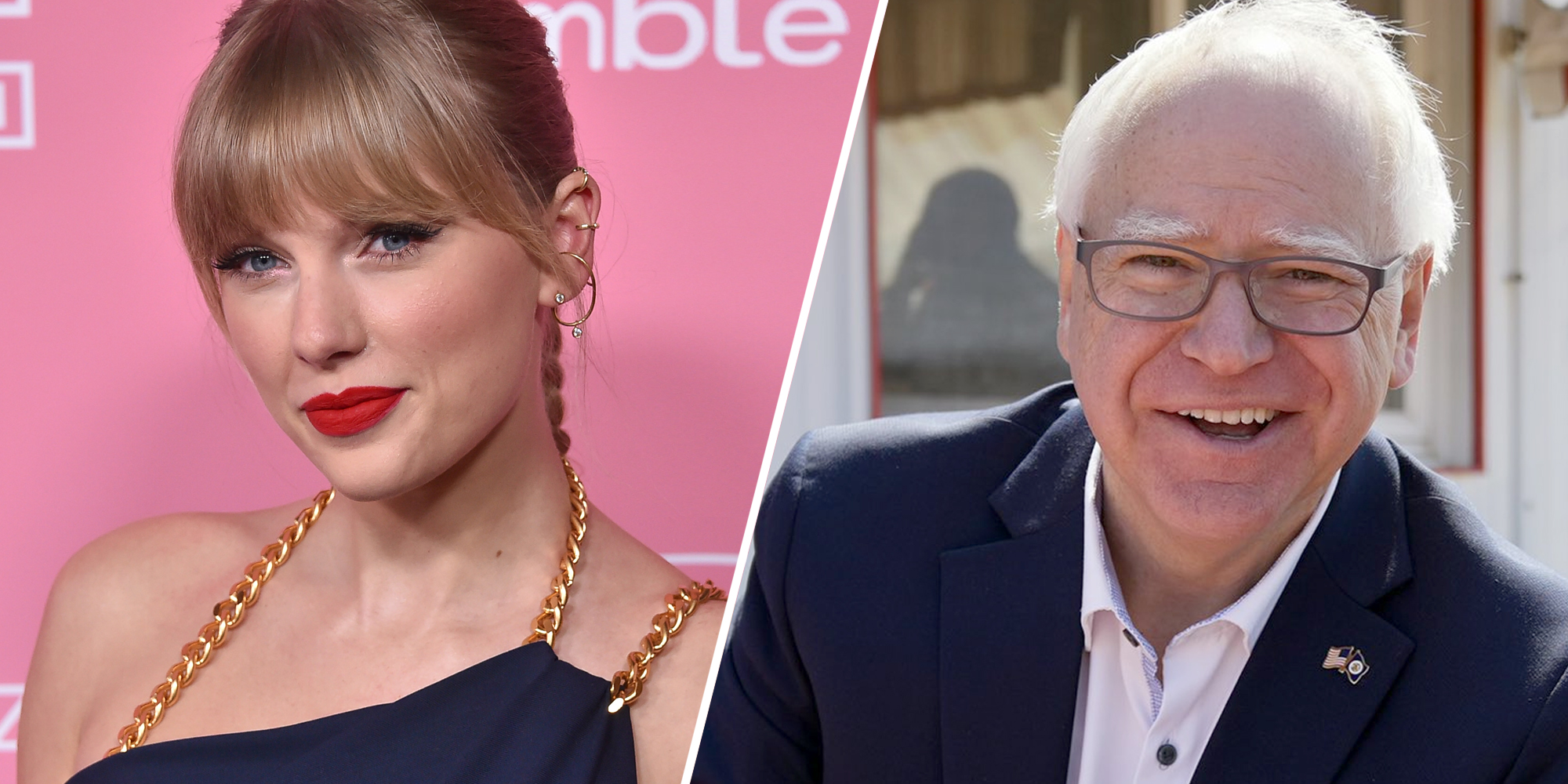 Taylor Swift(l), Tim Walz(r)