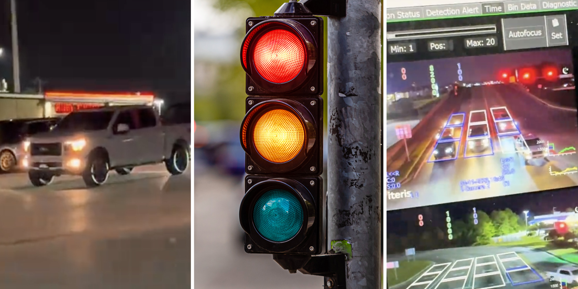 Car at light(l), Traffic Light(c), Computer graphics(r)