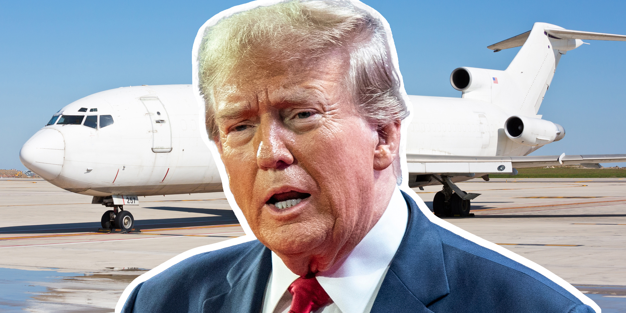 Donald Trump with white jet background