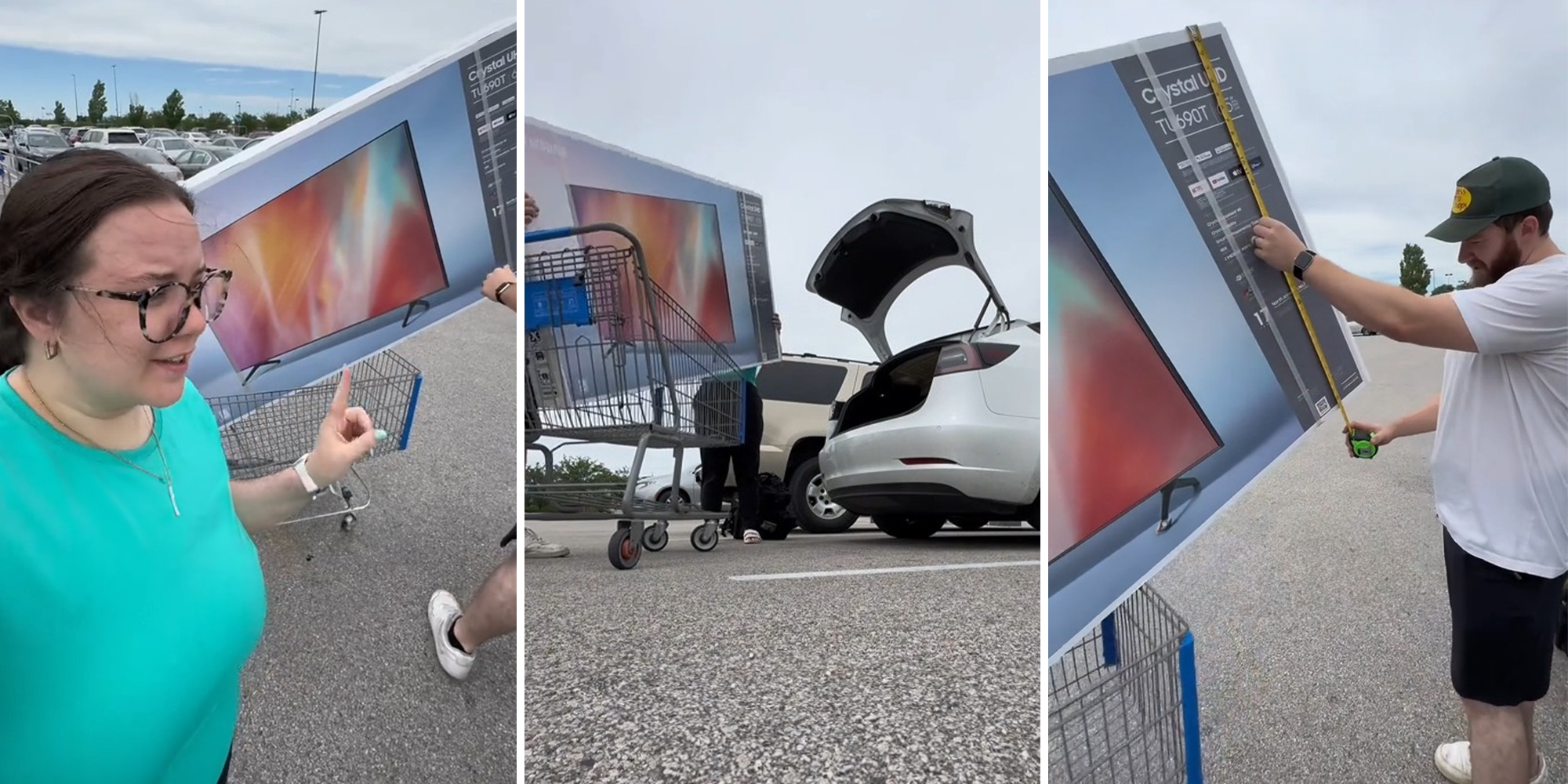 customer buys 65-inch Samsung TV for $250. Then she tries to load it onto her Tesla