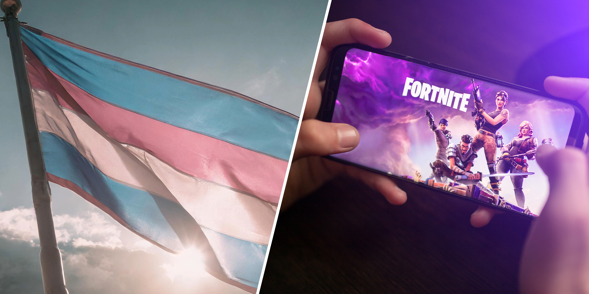 Transgender Flag, Person playing fortnite on mobile