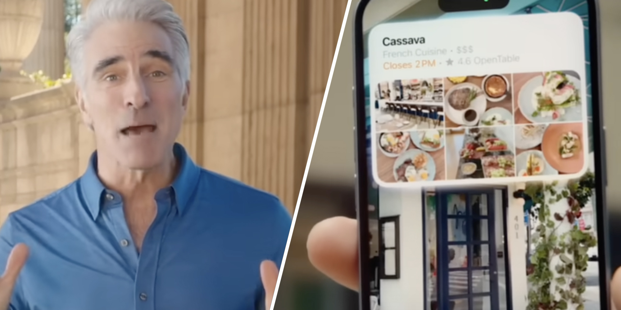 Man talking(l), Iphone 16 screen(R)