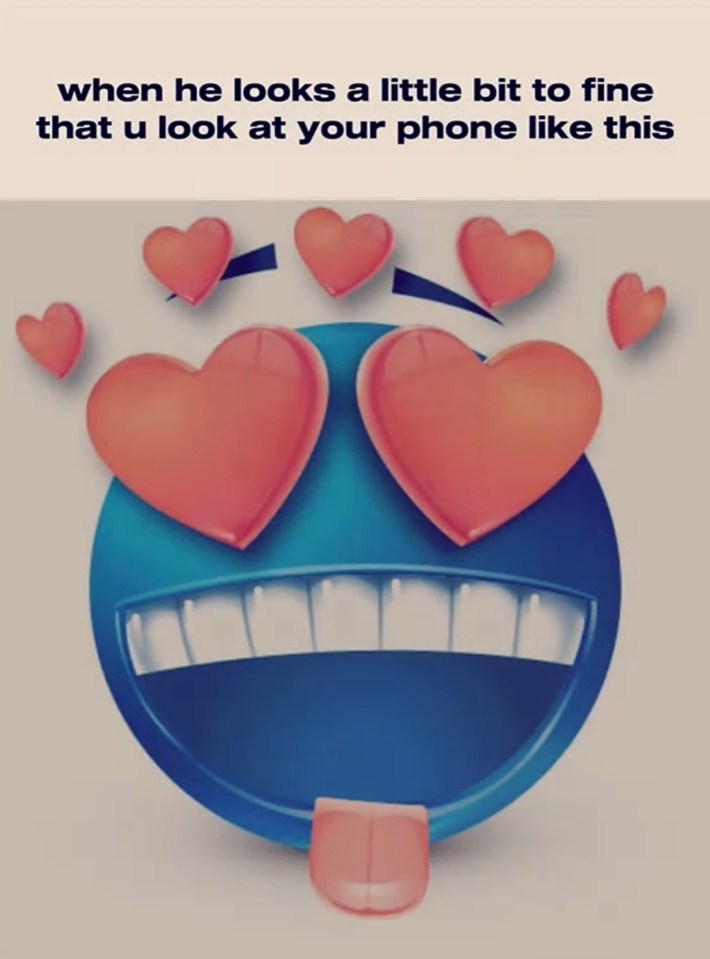 "when he looks a little bit too fine that you look at your phone like" blue emoji meme