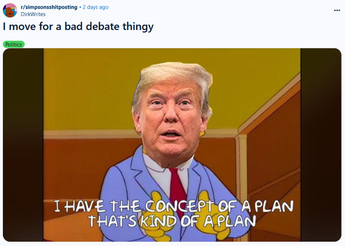 Concept of a plan meme referencing The Simpsons.