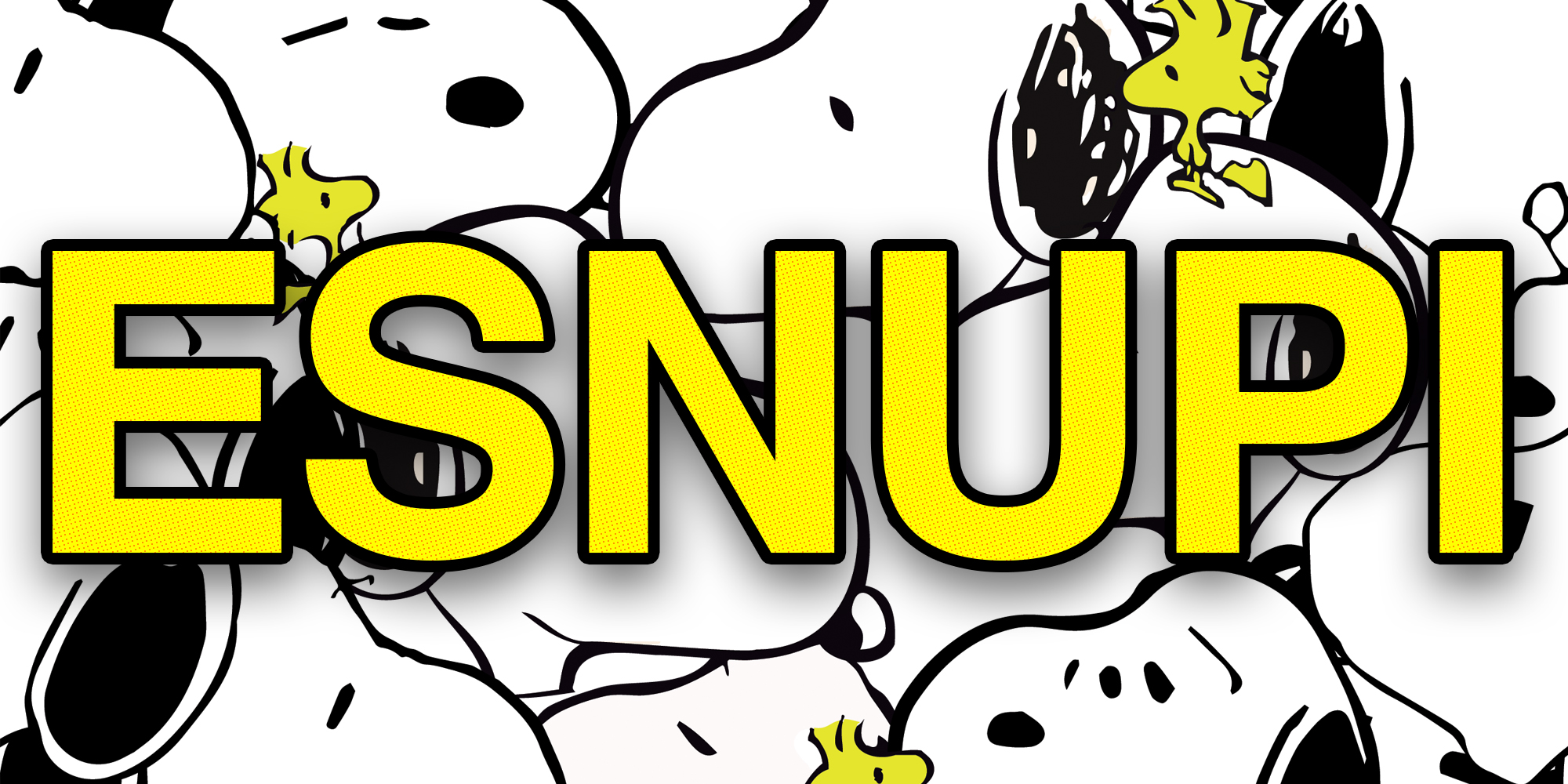 Snoopy and Woodstock from Peanuts with text that says "Esnupi"