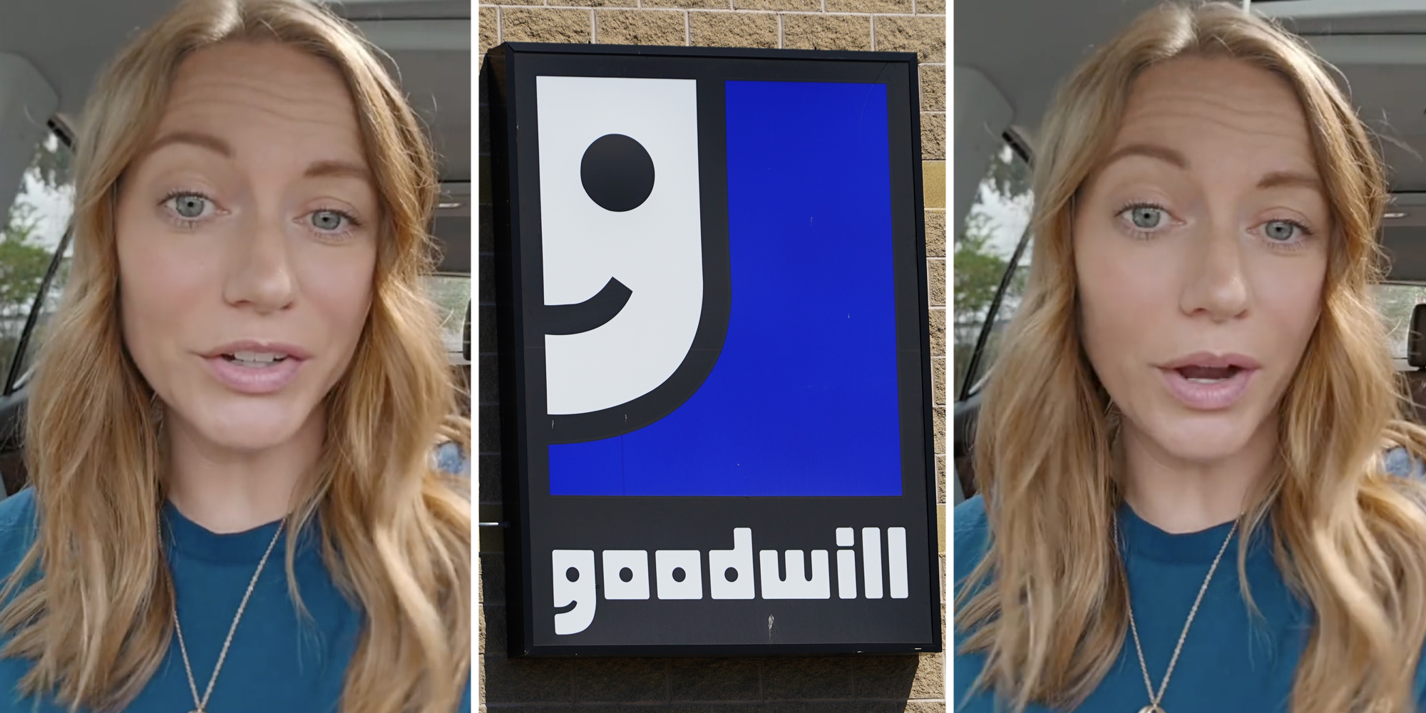 Woman talking(l+r), Goodwill sign(c)