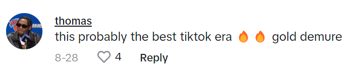 TikTok comment reads, "