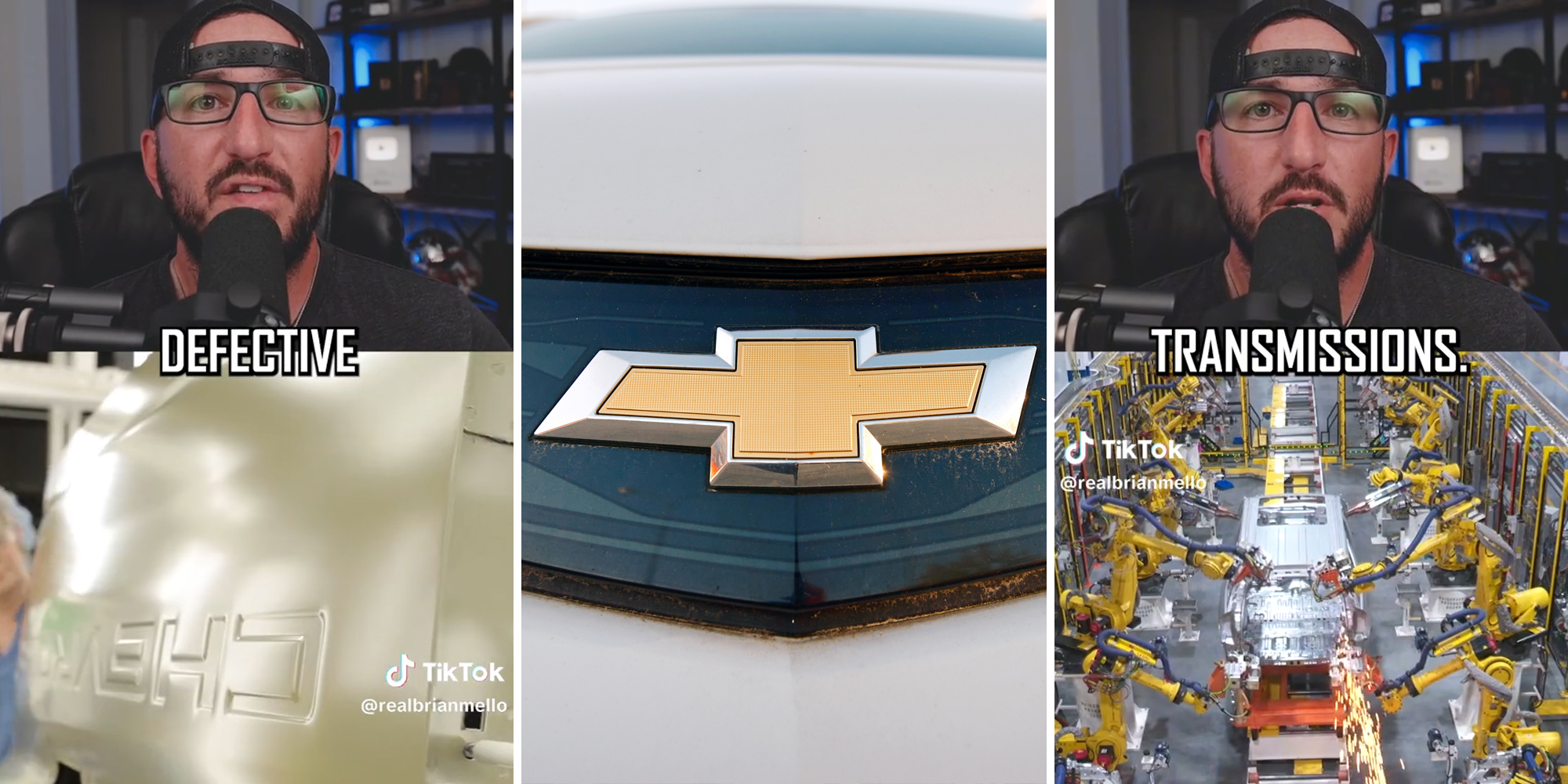 man with Chevrolet factory (l&r) chevrolet logo (c)