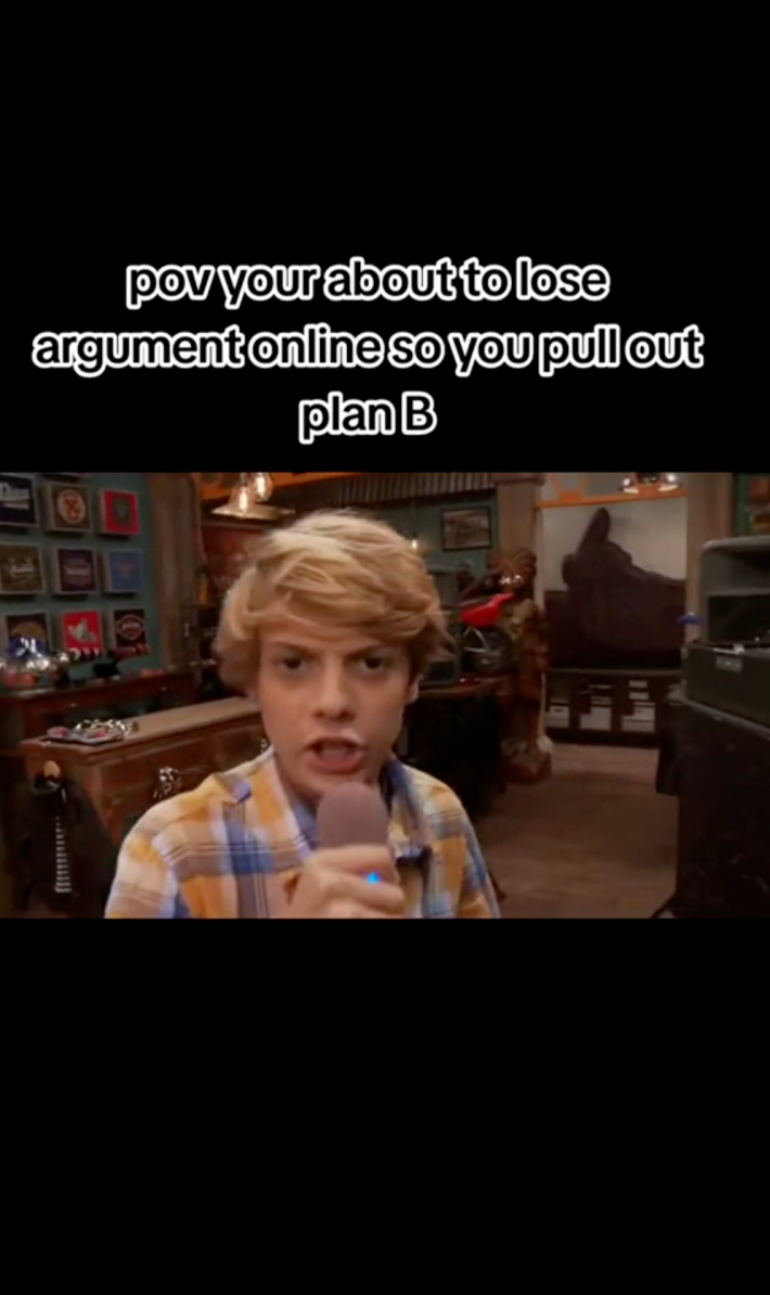Henry Danger side-eyeing meme. Text overlay reads, "pov your about to lose argument online so you pull out plan B."