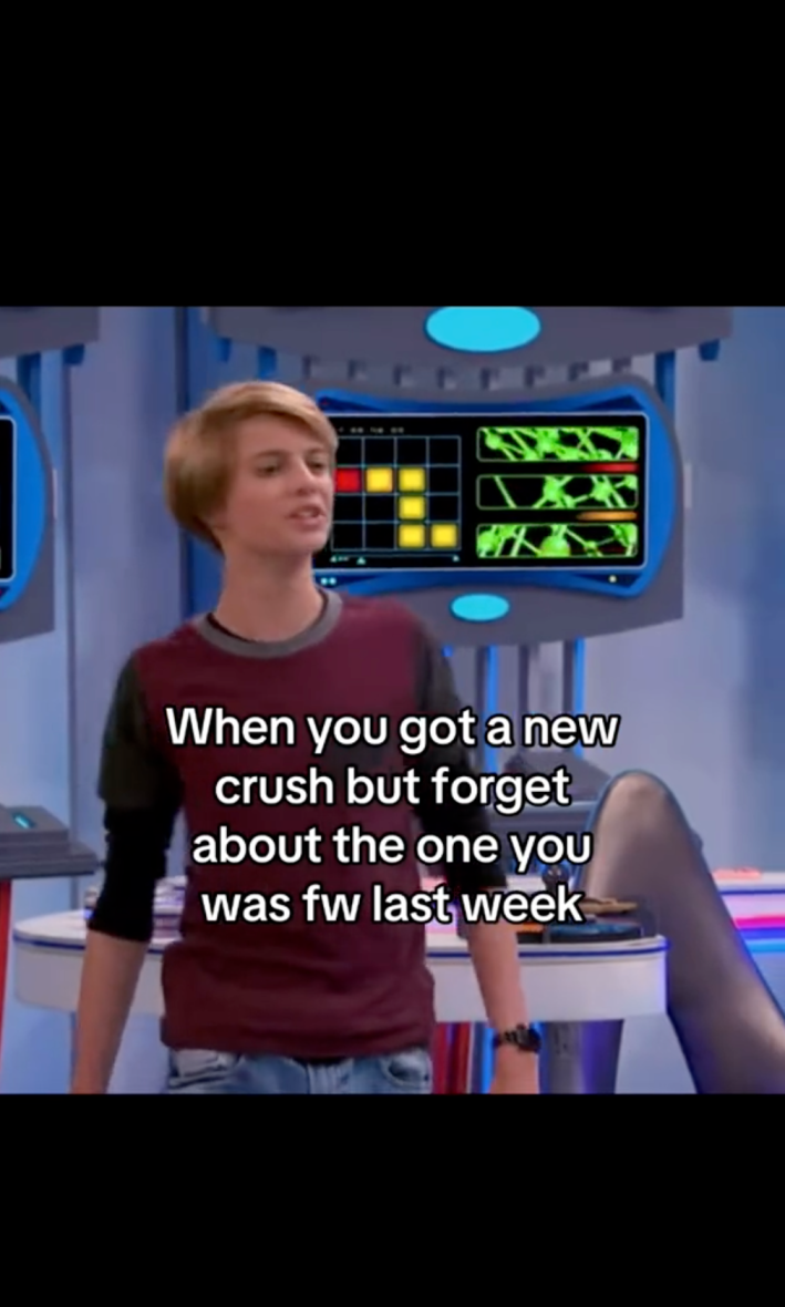 Henry Danger side-eyeing meme. Text overlay reads, "When you got a new crush but forget about the one you was fw last week."