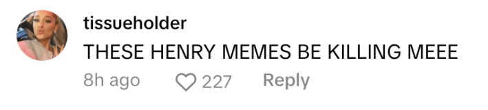TikTok comment on a Henry Danger meme post reads, "THESE HENRY MEMES BE KILLING MEEE"