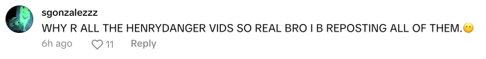 TikTok comment on a Henry Danger meme post reads, "