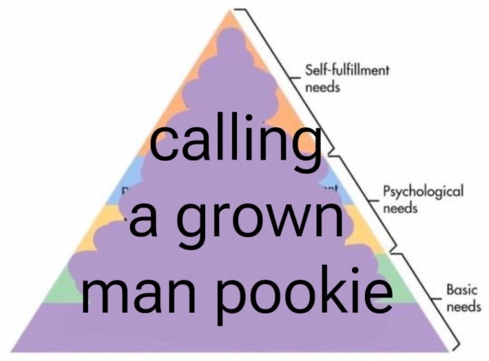 hierarchy of needs pyramid where it's all "calling a grown man pookie"