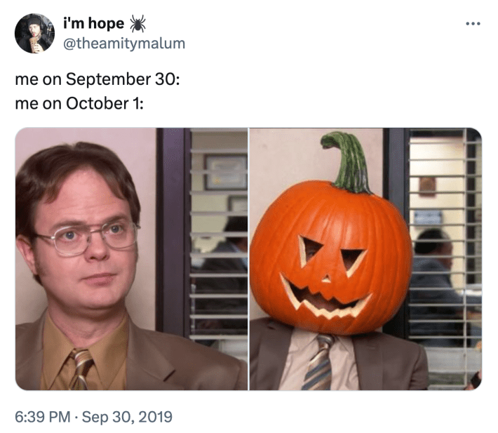 September 30 vs October 1 meme featuring Dwight Schrute from The Office.