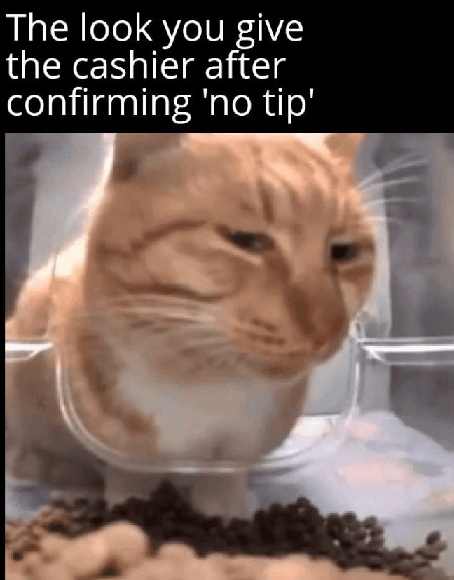 the look you give the cashier after confirming no tip