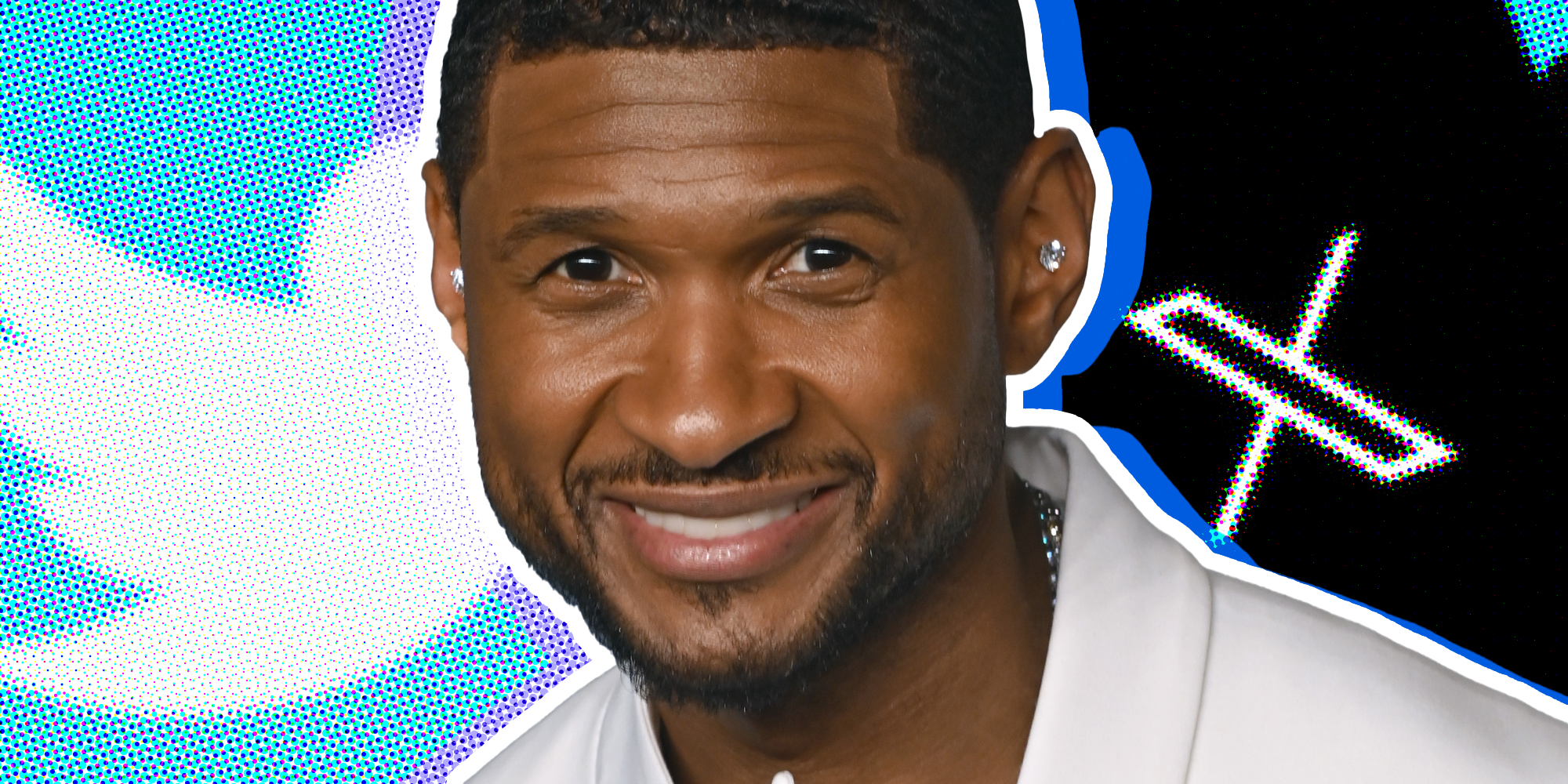 Usher over old twitter logo and new x logo