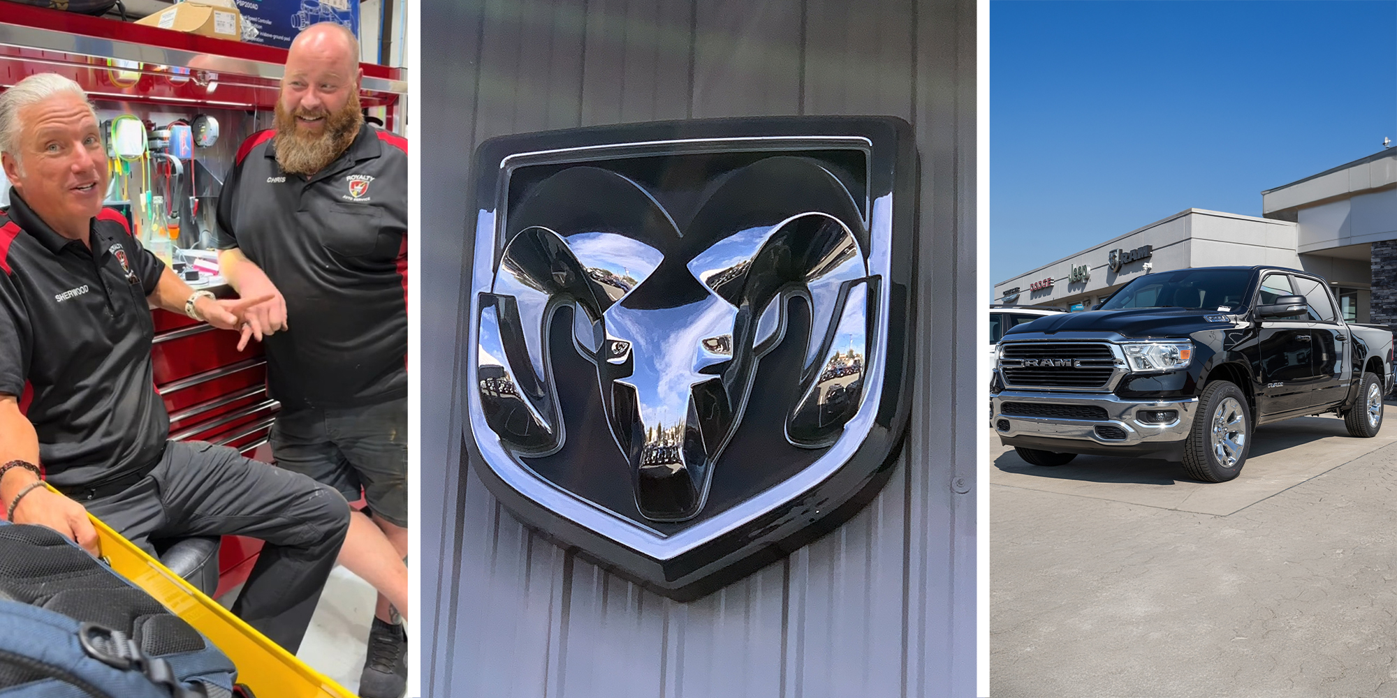 Mechanic Experts Sharing opinions on Dodge(l) Dodge Logo(c) Dodge Ram(r)