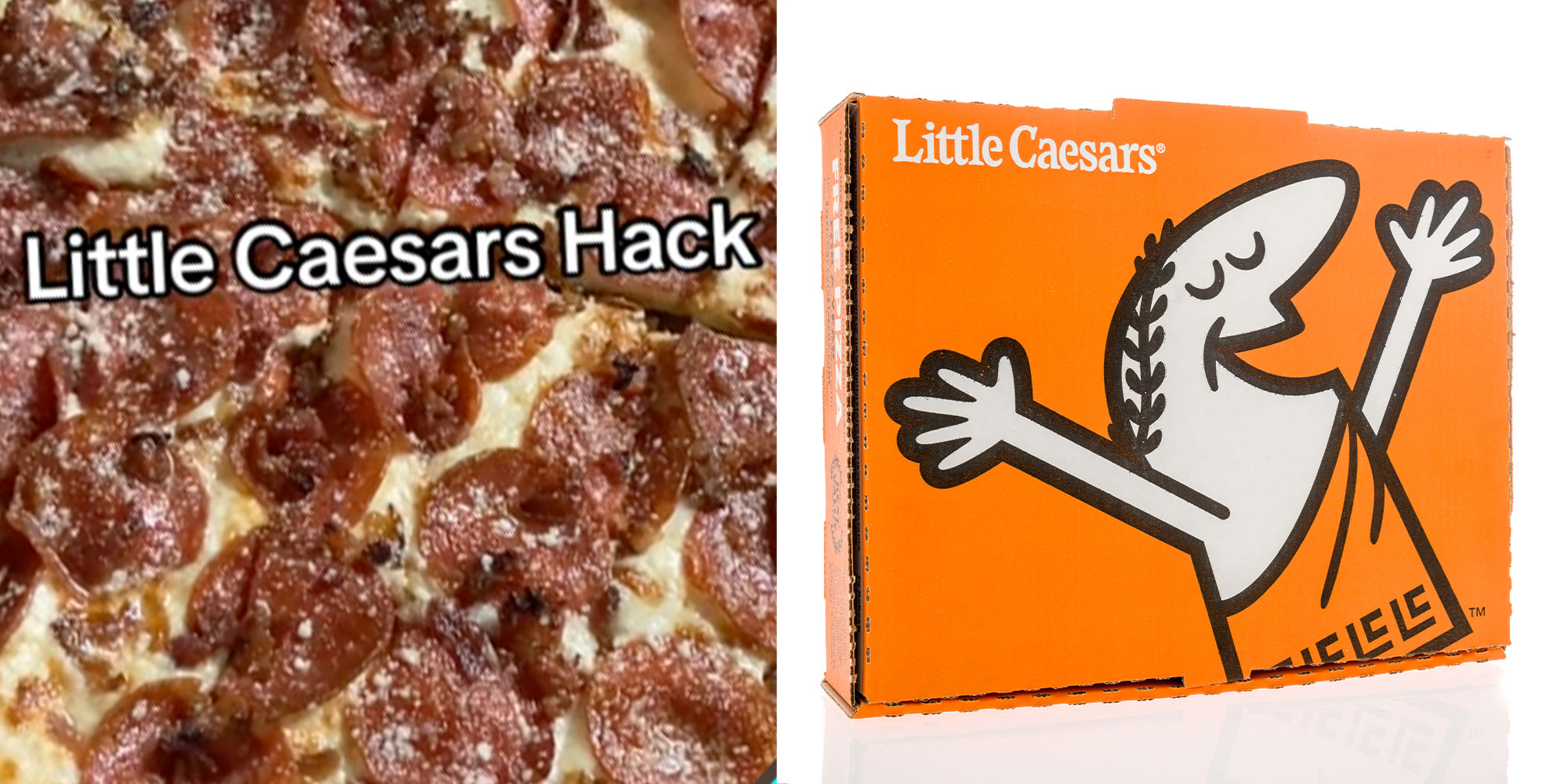 Two panel design with panel one showing a pumpkin carving with a large mouth and two teeth, the 2nd panel showing a similar looking pumpkin carving.