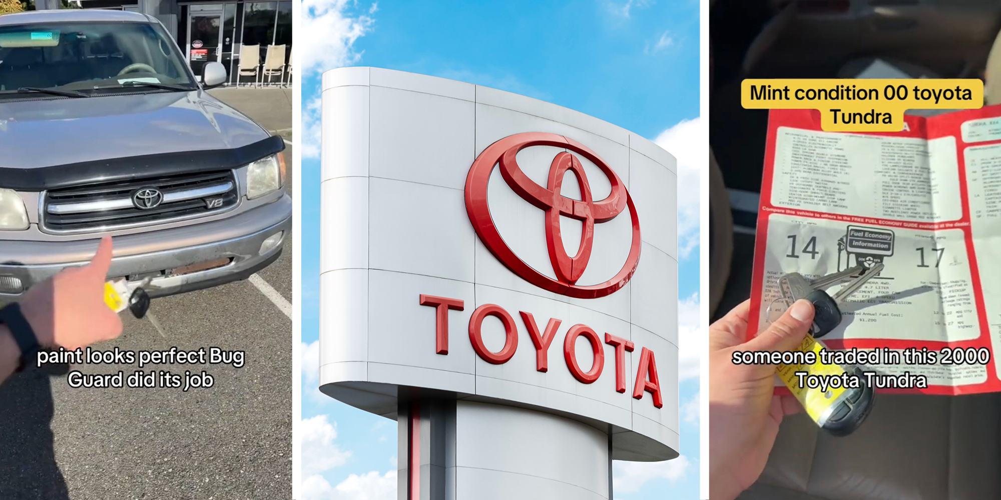 Toyota Tundra(l) Toyota Dealer Sign(c) Toyota Tundra Original Window Sticker(r)