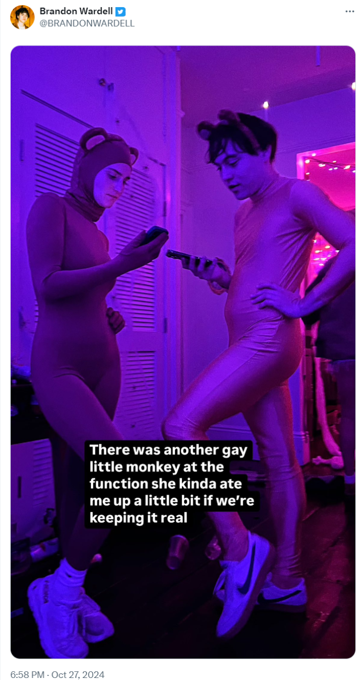 Two "gay little monkey" halloween costumes