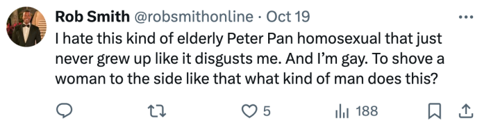 Brittany Broski Apple dance crasher comment reads, "I hate this kind of elderly Peter Pan homosexual that just never grew up like it disgusts me. And I’m gay. To shove a woman to the side like that what kind of man does this?"
