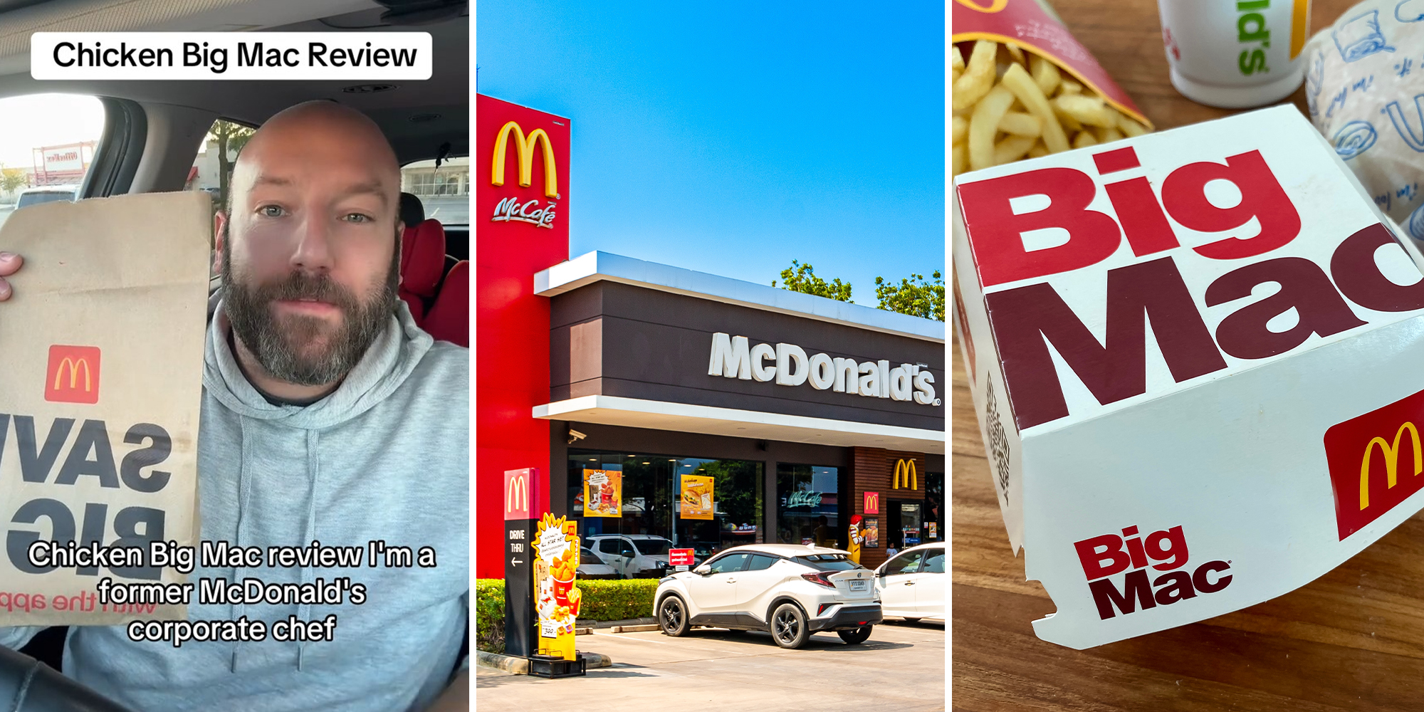 McDonald's Corporate Chef(l) McDonalds Restaurant (c) Big Mac (r)