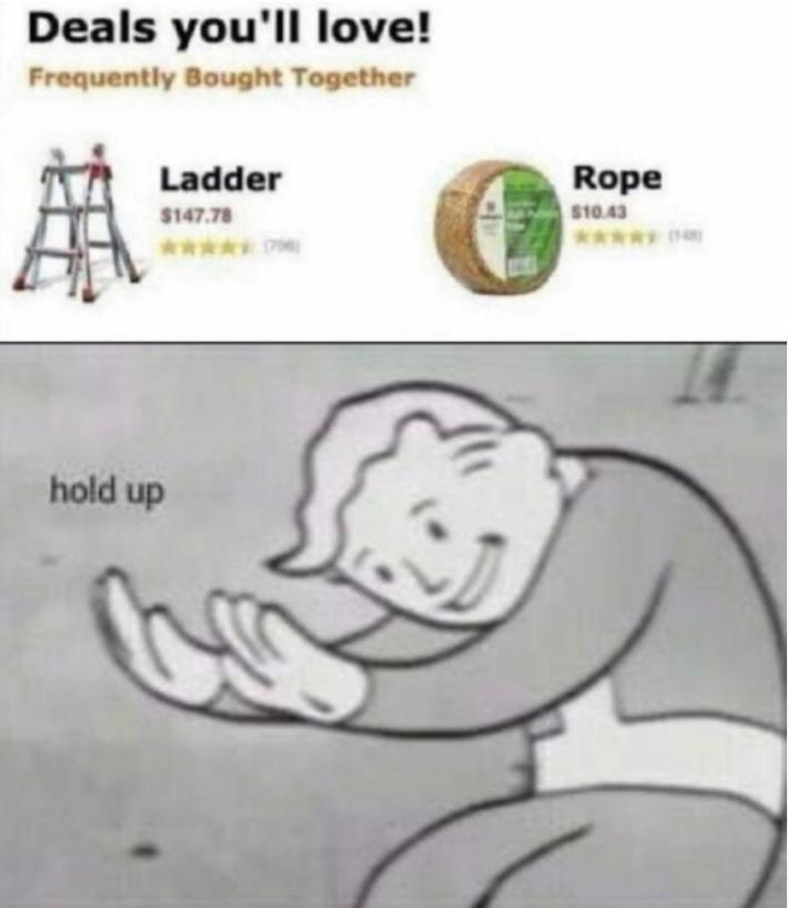 ladder and rope on sale hold up meme