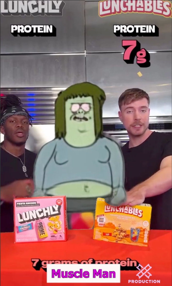 Logan Paul replaced by Muscle Man in the Lunchly promotional video.