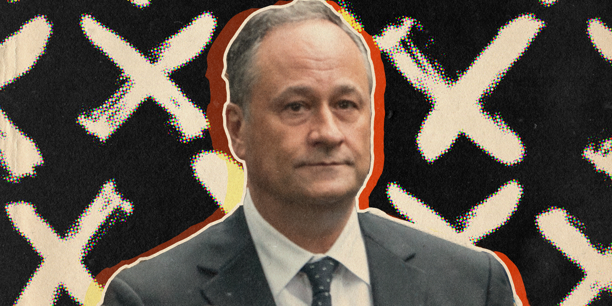 Dough Emhoff over abstract background