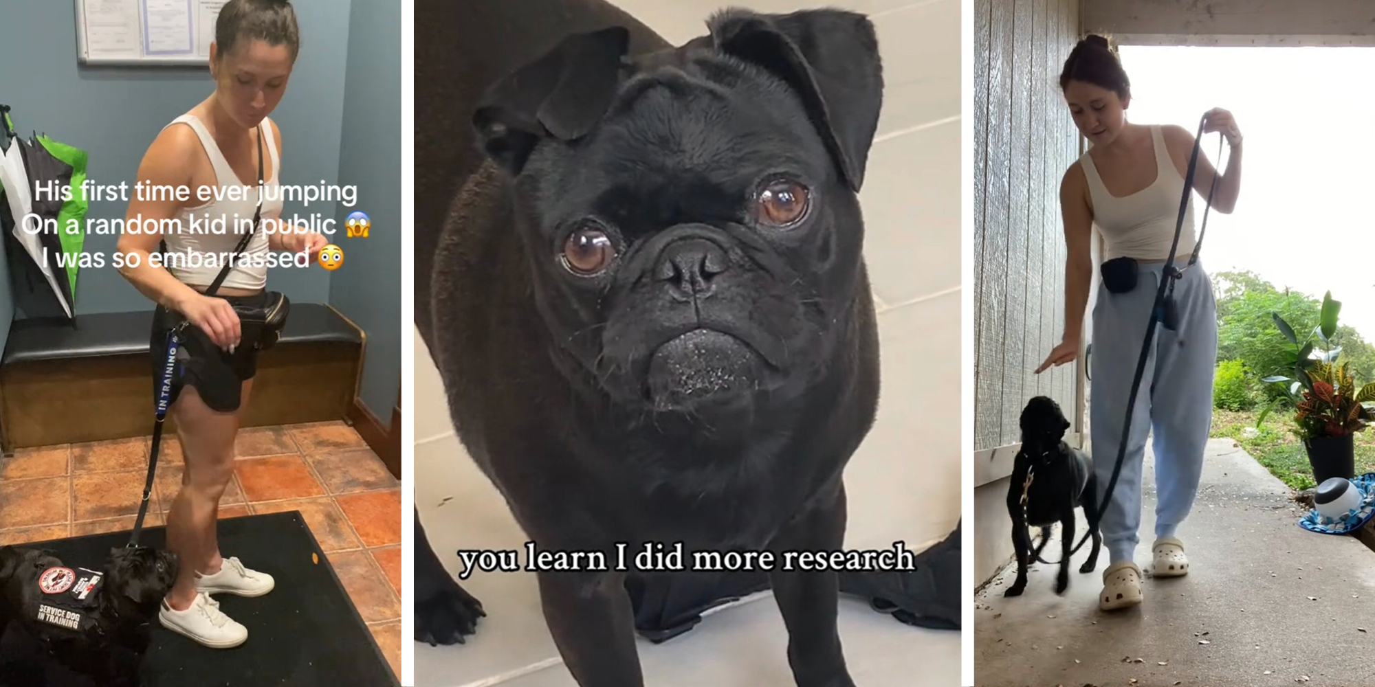 Trainer and her beautiful black pug