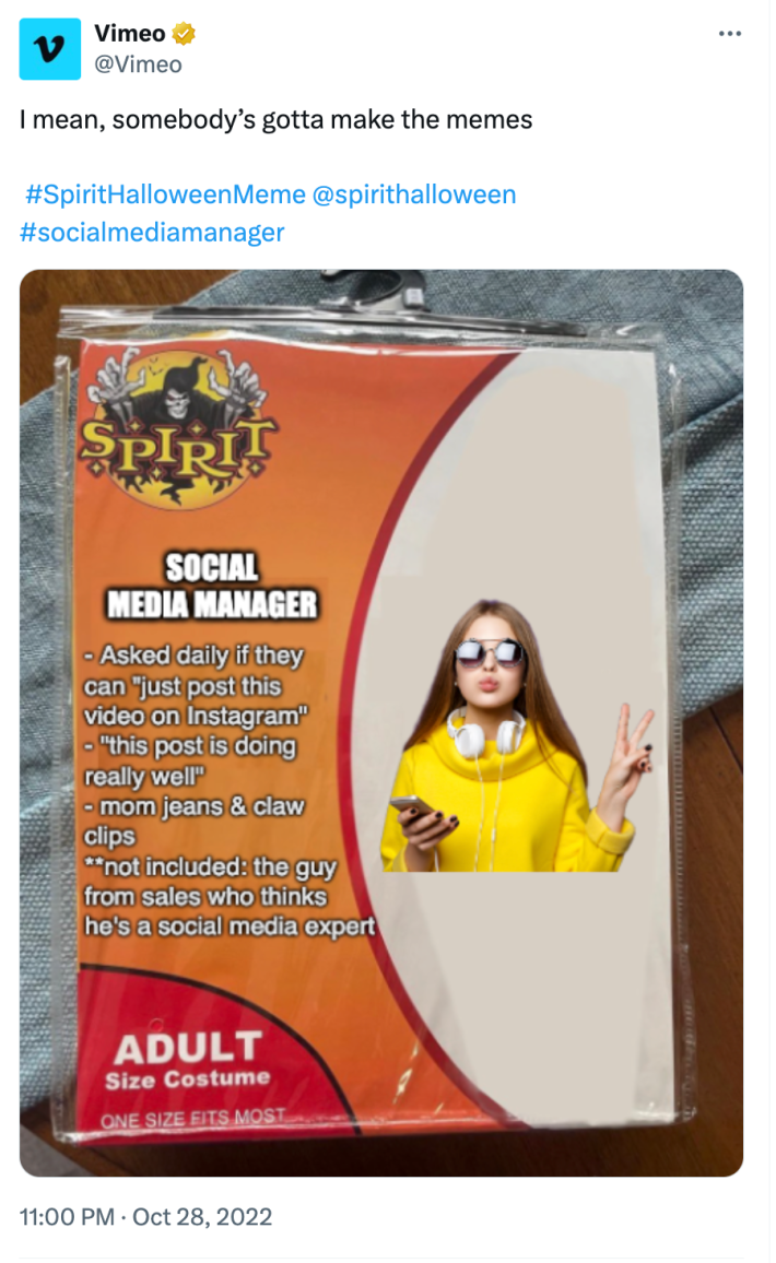 Social media manager costume.