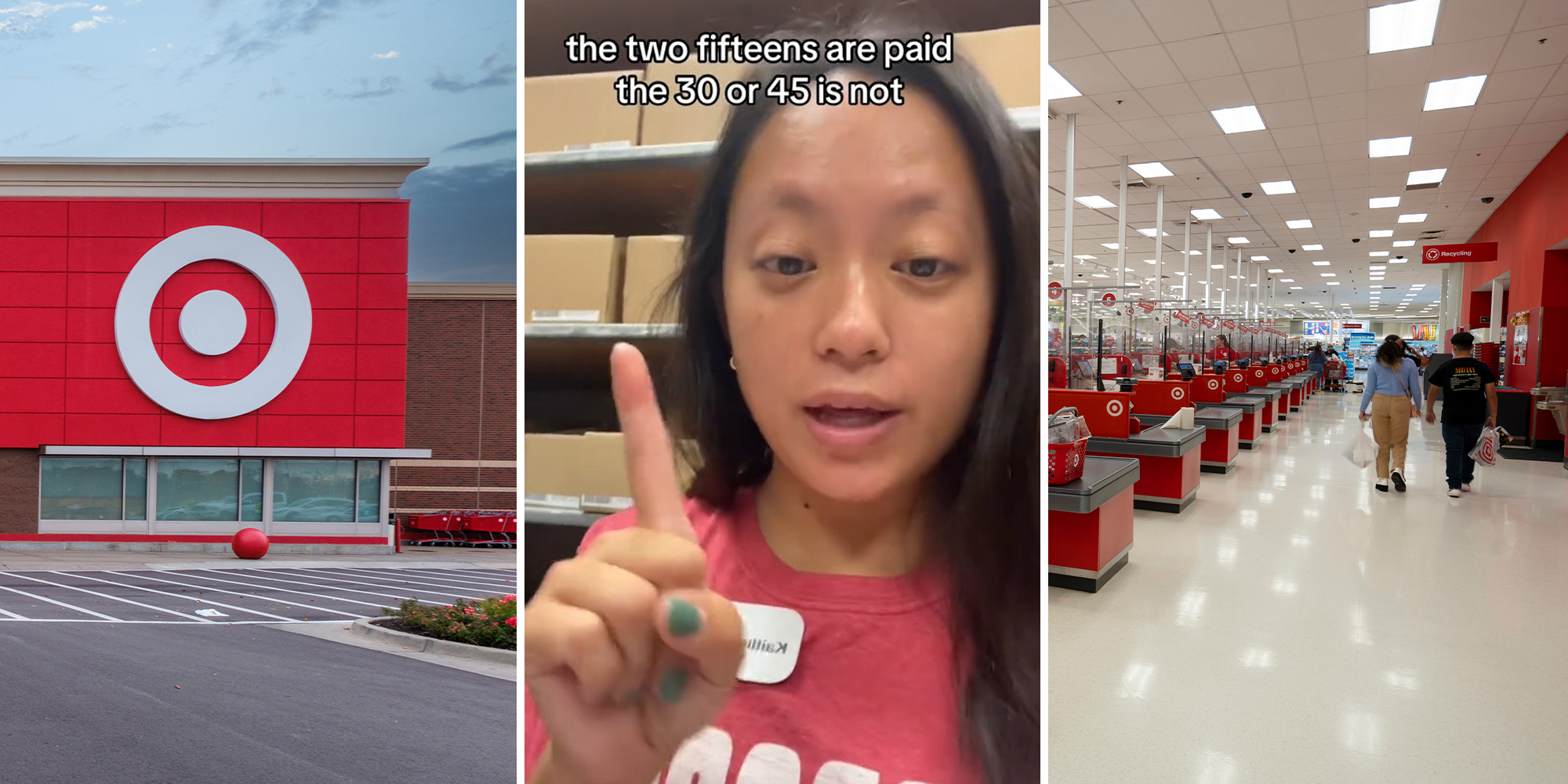 Target Store(l) Target employee(c) Inside of Target Store(r)