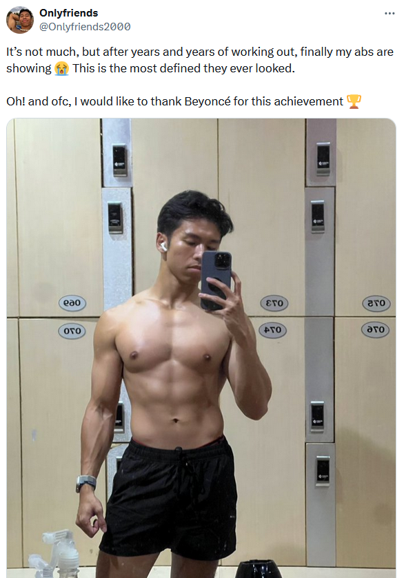 Thank You Beyonce meme about getting one's abs to show.