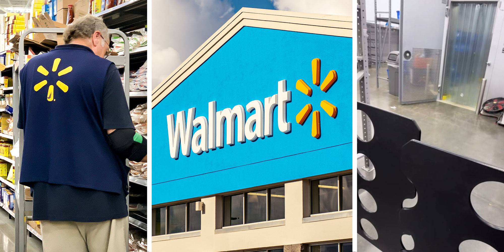 Walmart Employee(l) Walmart Store Front(c) Walmart Back Door(r)