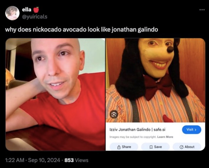 Nickocado Avocado being compared to Jonathan Galindo