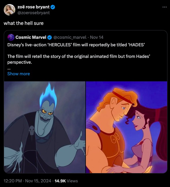 Jemima Kirke meme about Disney's live-action Hercules