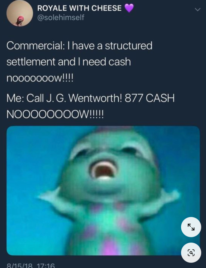 The Bibble meme using the JG Wentworth commercial jingle