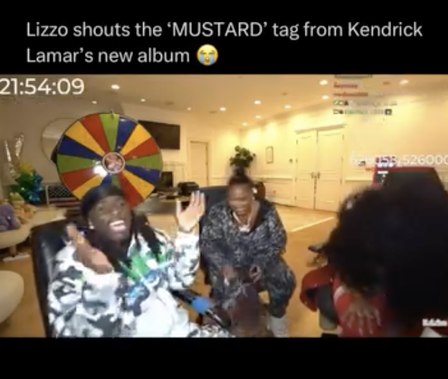 A still from Instagram of Lizzo shouting "Mustard"